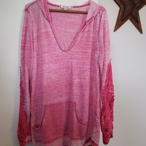 Pink lace hoodie